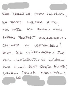 MP - DankePostkarte an mpu-seminar.de nach bestandener MPU